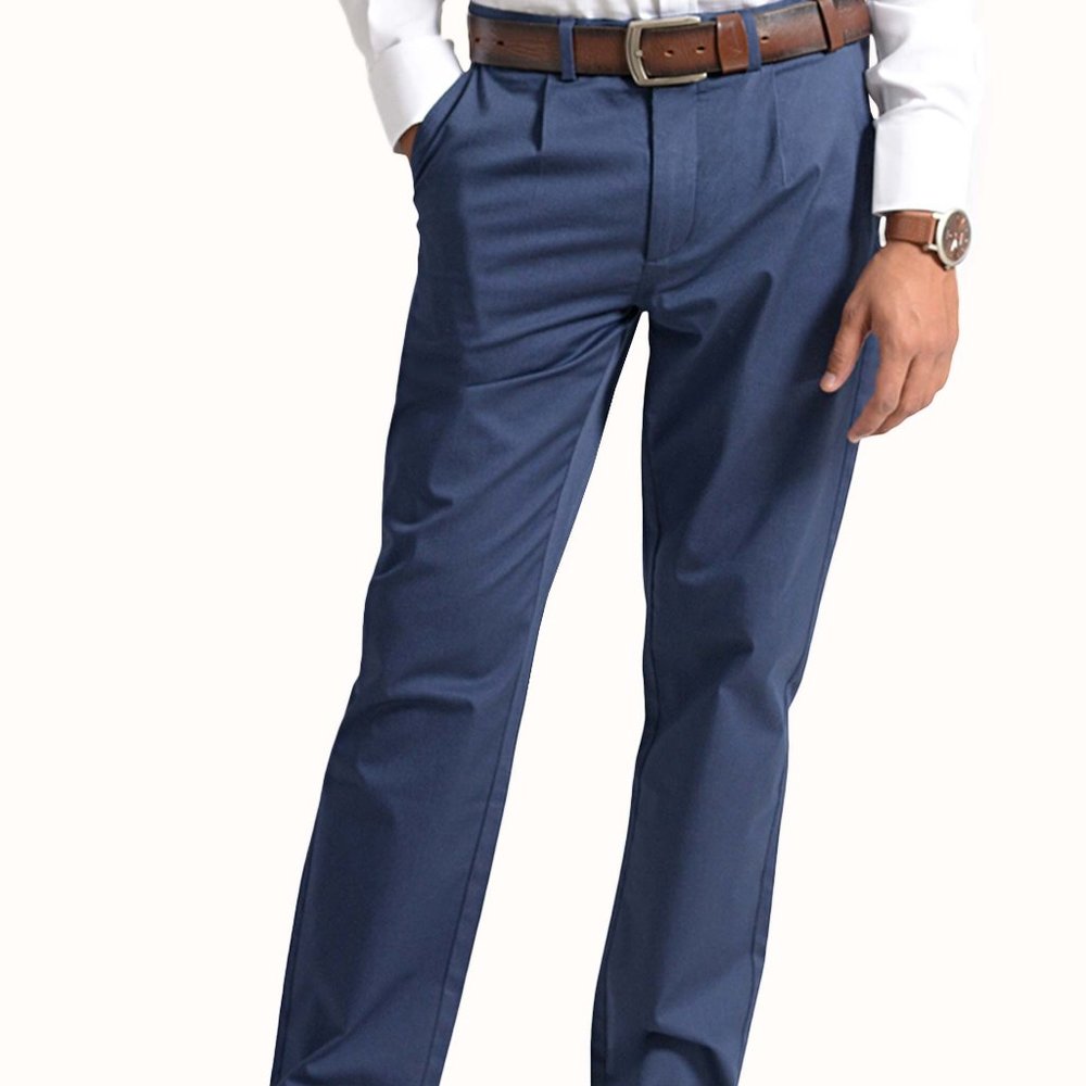 OLGYN Men’s Stretch Light Navy Slim Fit Chino Pant - Picture 1 of 4